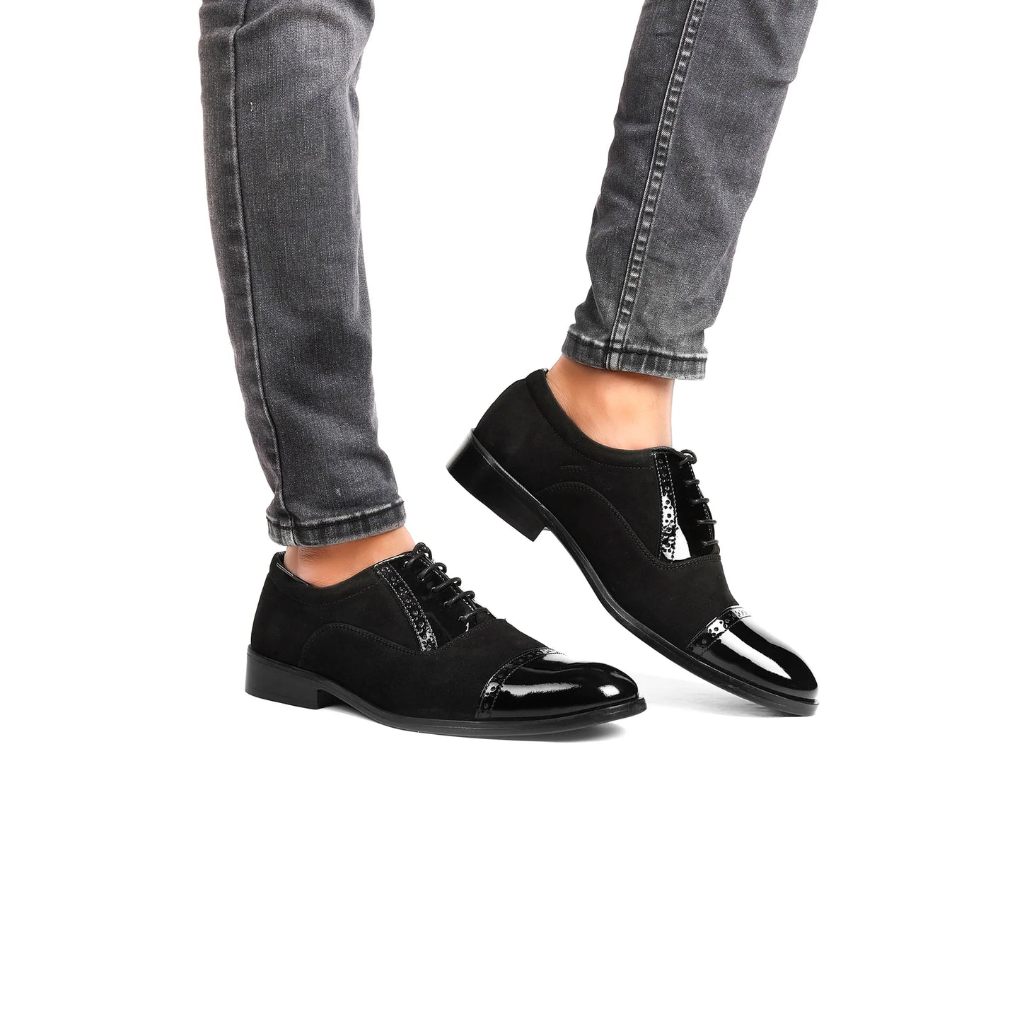 Lunaro Luxe – Black Patent & Suede Oxfords