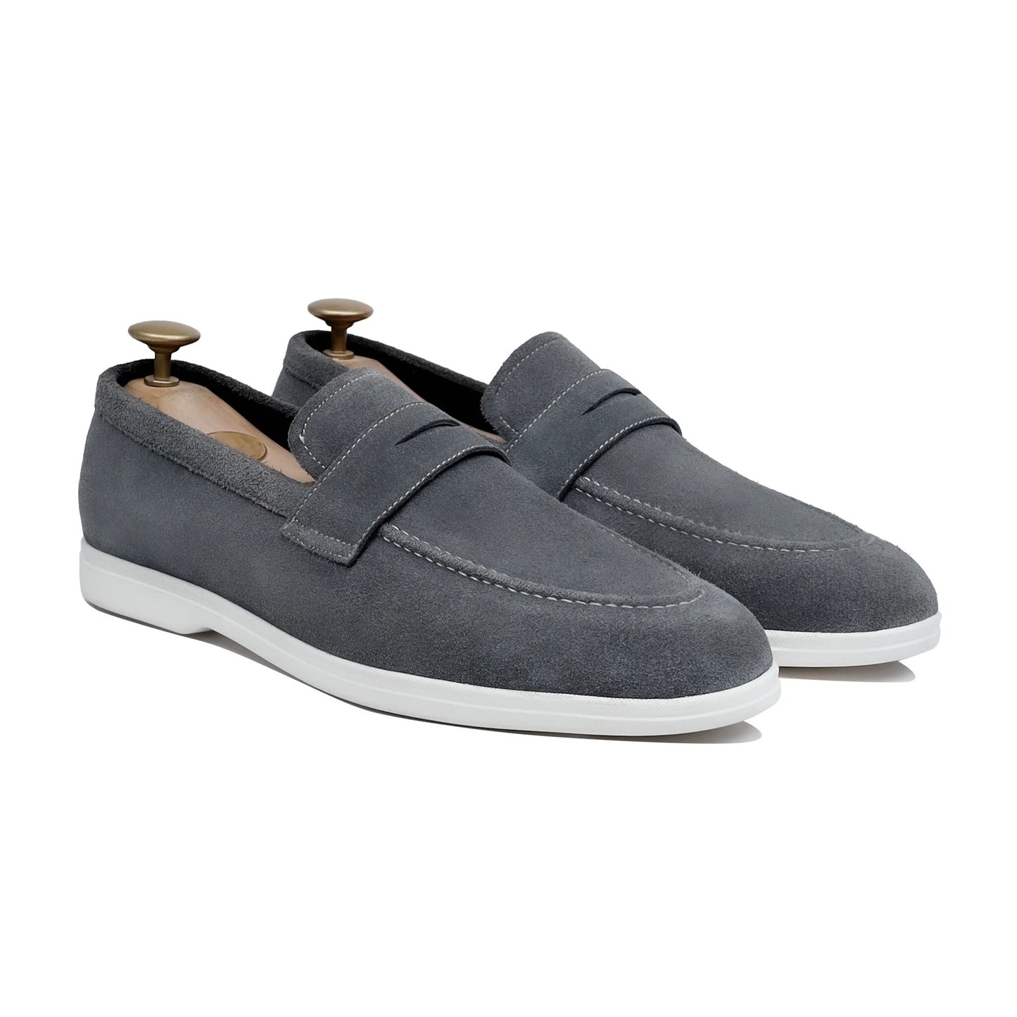 Ashen Luxe – Grey Suede Penny Loafer