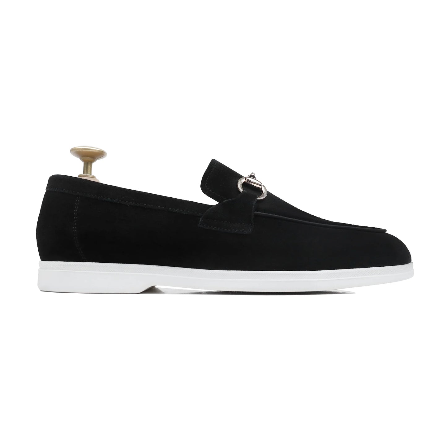 Onyxe Luxe – Black Suede Buckle Loafers