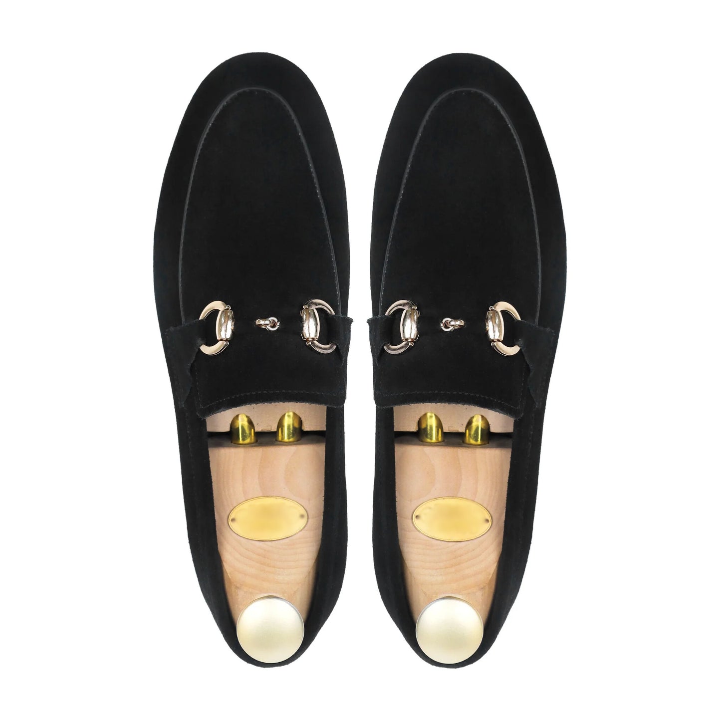 Onyxe Luxe – Black Suede Buckle Loafers
