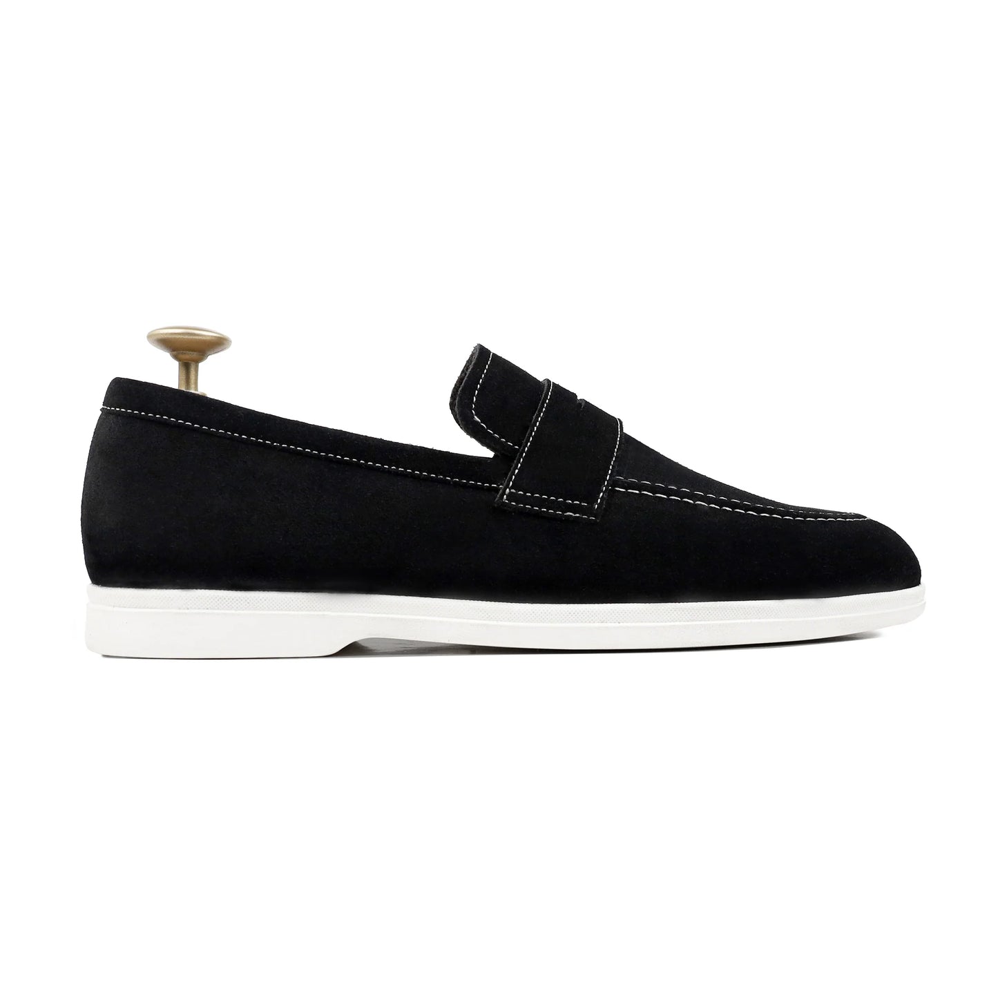 Noir Luxe - Black Suede Penny Loafer