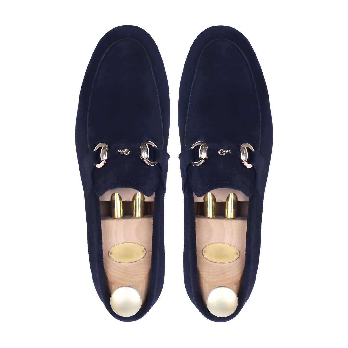 Marino Luxe – Dark Blue Suede Buckle Loafers