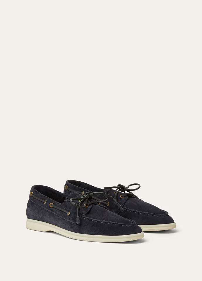 Velour Nocturne – Navy Suede Lace Up Loafers