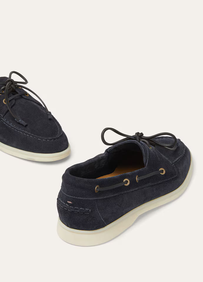 Velour Nocturne – Navy Suede Lace Up Loafers
