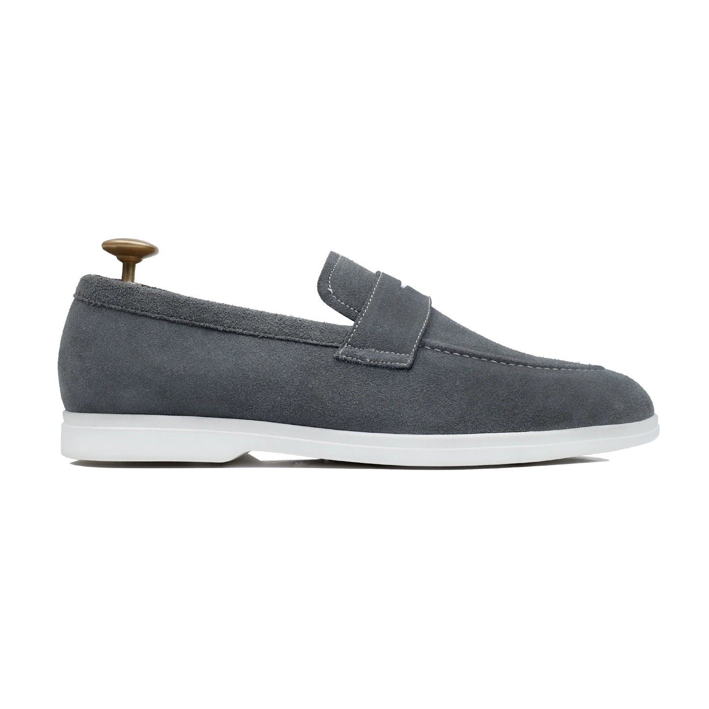 Ashen Luxe – Grey Suede Penny Loafer