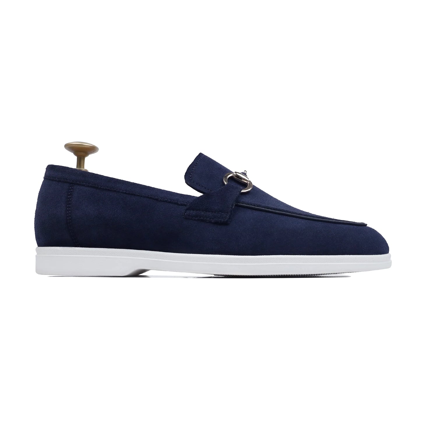 Navarre Luxe – Navy Blue Suede Buckle Loafers