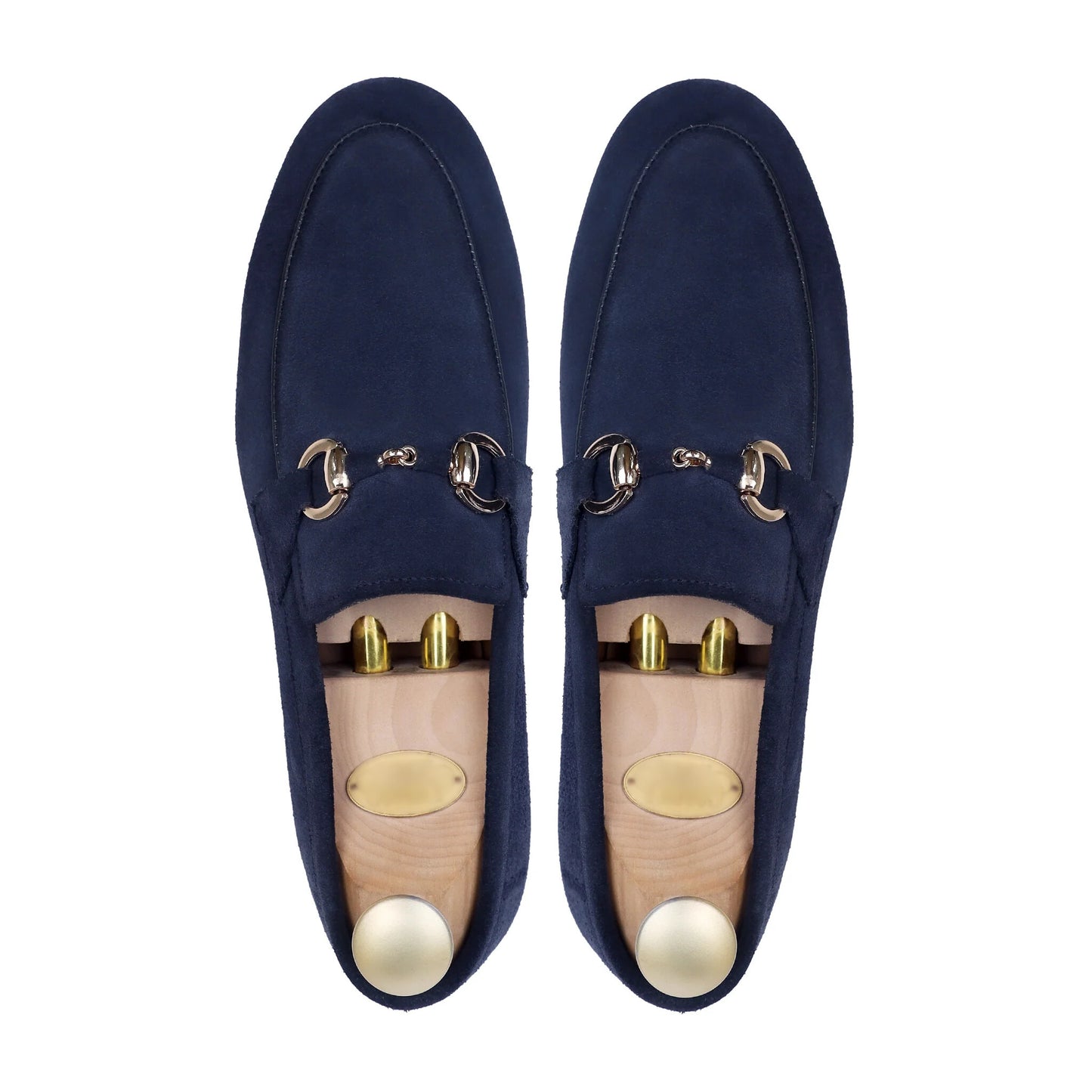 Navarre Luxe – Navy Blue Suede Buckle Loafers
