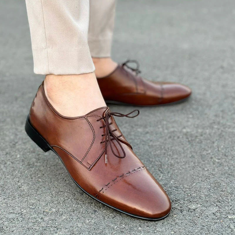 Mirello Luxe – Brown Leather Classic Formal Lace Up