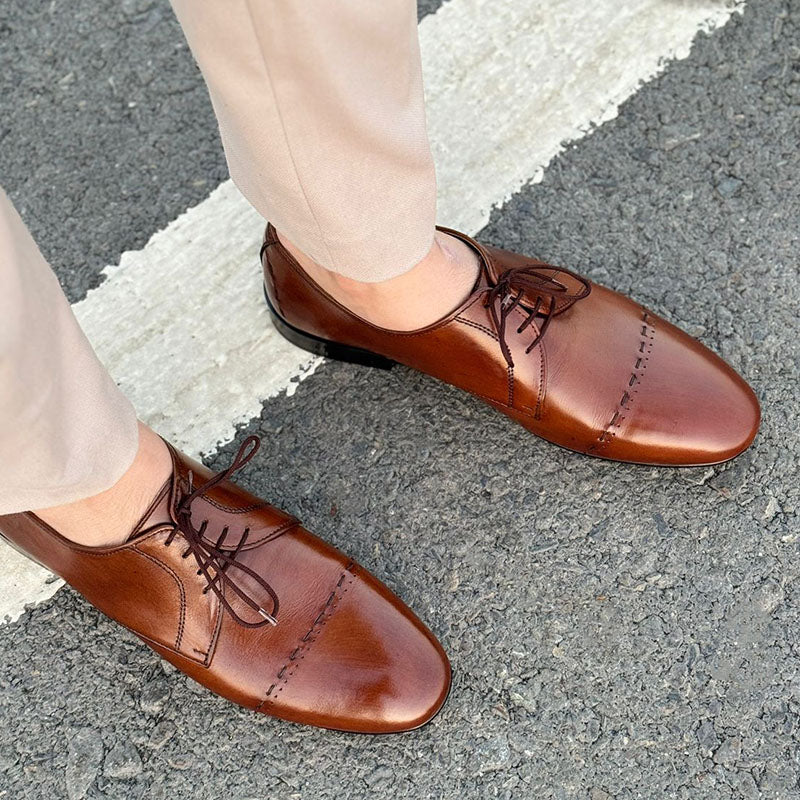 Mirello Luxe – Brown Leather Classic Formal Lace Up