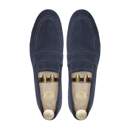 Nocturne Luxe – Navy Suede Penny Loafer