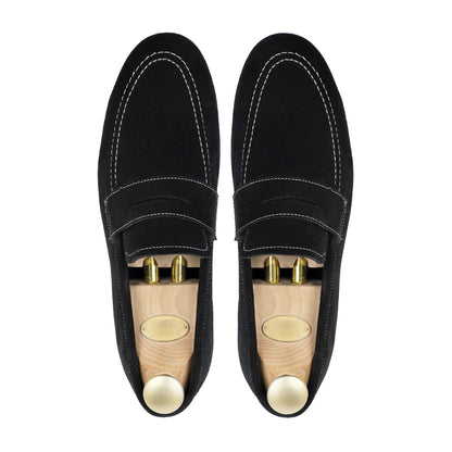 Noir Luxe - Black Suede Penny Loafer