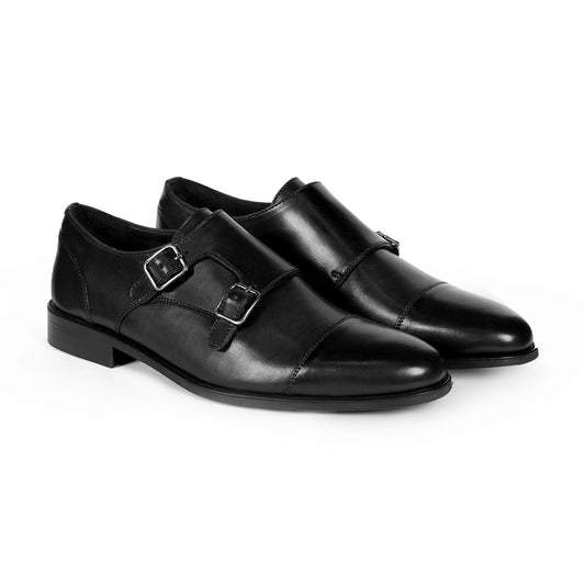 Montaro Luxe – Premium Black Leather Double Monkstraps
