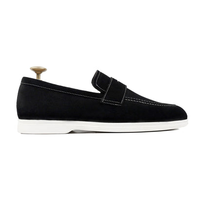 Noir Luxe - Black Suede Penny Loafer