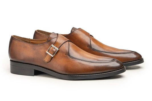 Alviero Luxe – Tan Patina Luxury Single Monkstrap