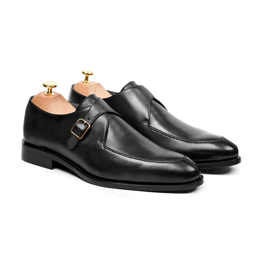 Caelus Luxe – Black Leather Single Monkstrap