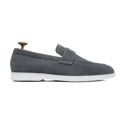 Ashen Luxe – Grey Suede Penny Loafer