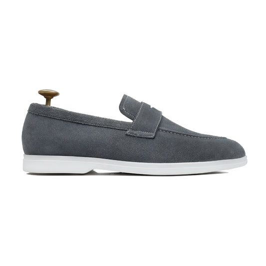 Ashen Luxe – Grey Suede Penny Loafer