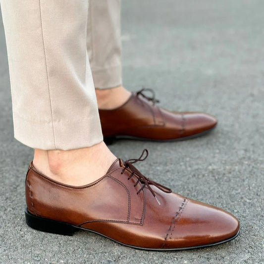 Mirello Luxe – Brown Leather Classic Formal Lace Up